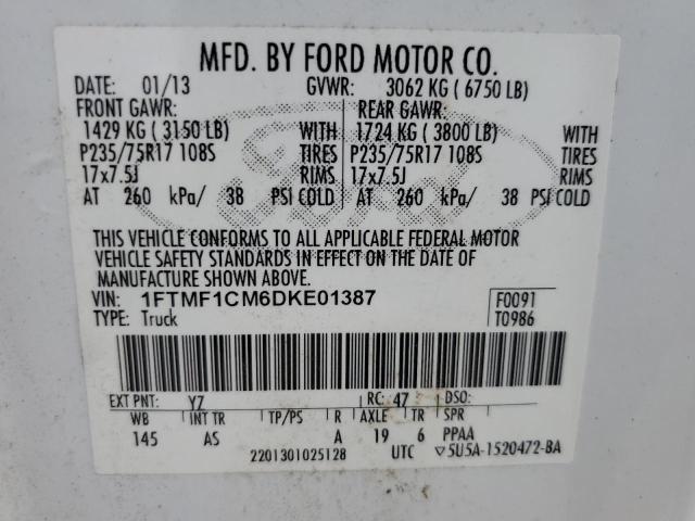 Photo 10 from auction – 2013 FORD F150 with VIN 1FTMF1CM6DKE01387