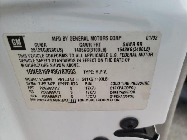 Photo 10 from auction – 2003 CHEVROLET TRAILBLAZE with VIN 1GNES16P436187603