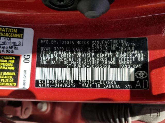 Photo 10 from auction – 2016 TOYOTA COROLLA L with VIN 2T1BURHE4GC525029