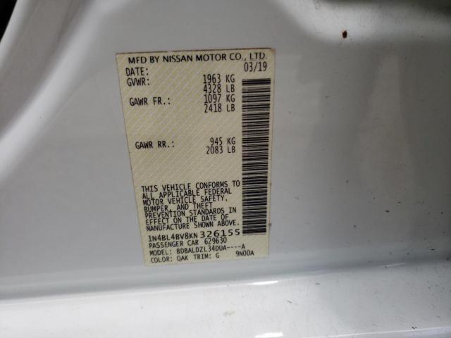 Photo 10 from auction – 2019 NISSAN ALTIMA S with VIN 1N4BL4BV8KN326155