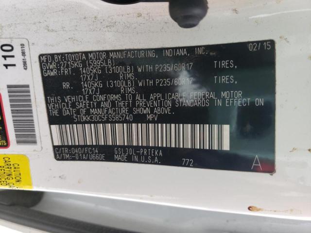 Photo 10 from auction – 2015 TOYOTA SIENNA LE with VIN 5TDKK3DC5FS585740