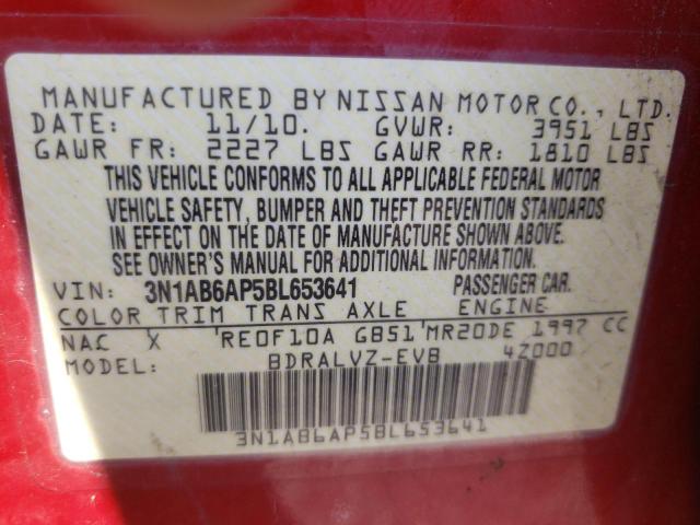 Photo 10 from auction – 2011 NISSAN SENTRA 2.0 with VIN 3N1AB6AP5BL653641