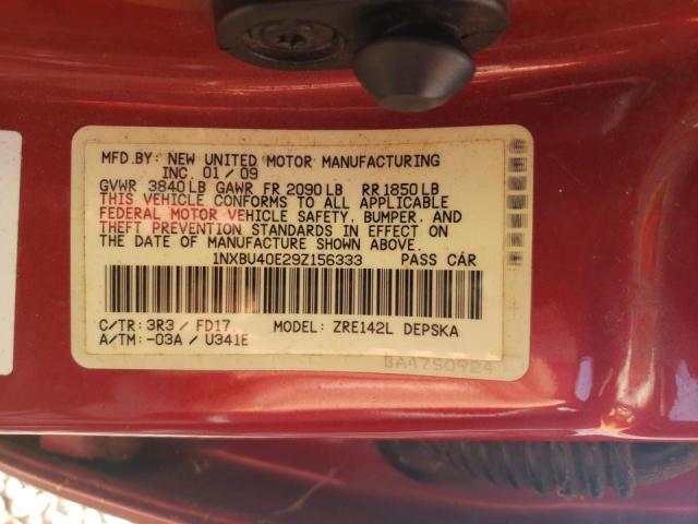 Photo 10 from auction – 2009 TOYOTA COROLLA BA with VIN 1NXBU40E29Z156333