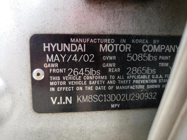 Photo 10 from auction – 2002 HYUNDAI SANTA FE G with VIN KM8SC13D02U290932