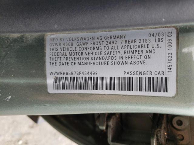 Photo 10 from auction – 2003 VOLKSWAGEN PASSAT GLX with VIN WVWRH63B73P434492