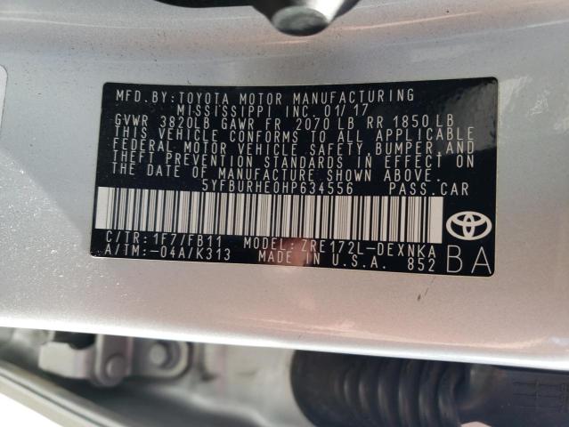 Photo 10 from auction – 2017 TOYOTA COROLLA L with VIN 5YFBURHE0HP634556