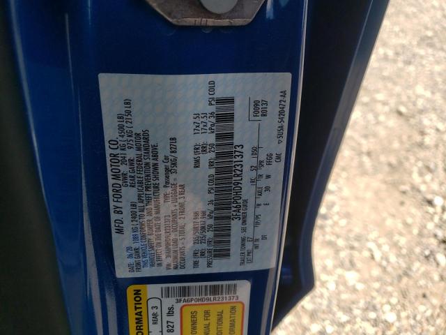 Photo 10 from auction – 2020 FORD FUSION SE with VIN 3FA6P0HD9LR231373