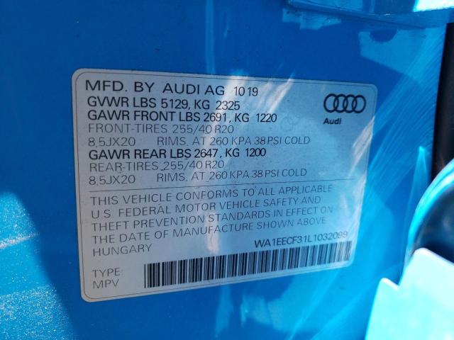 Photo 10 from auction – 2020 AUDI Q3 PREMIUM with VIN WA1EECF31L1032099