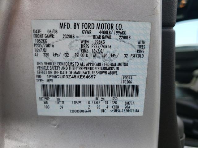 Photo 10 from auction – 2008 FORD ESCAPE XLT with VIN 1FMCU03Z48KE64657