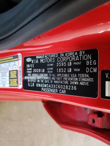 Photo 10 from auction – 2012 KIA RIO LX with VIN KNADM5A3XC6028236
