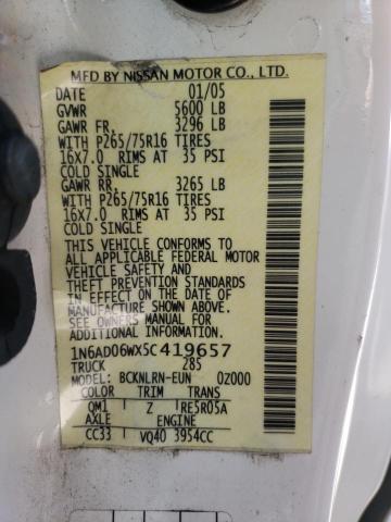 Photo 10 from auction – 2005 NISSAN FRONTIER K with VIN 1N6AD06WX5C419657