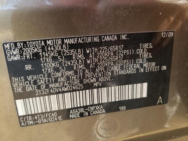 Photo 10 from auction – 2010 TOYOTA RAV4 with VIN 2T3ZF4DV4AW024625