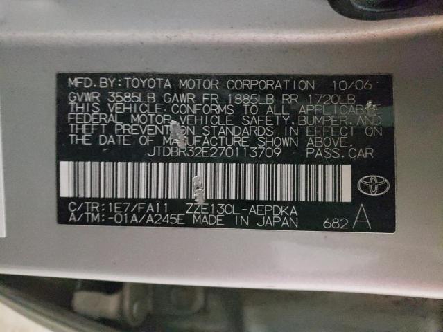 Photo 10 from auction – 2007 TOYOTA COROLLA CE with VIN JTDBR32E270113709