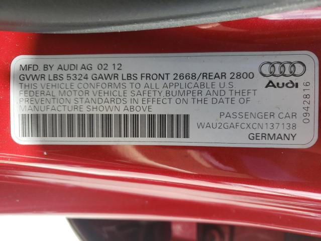 Photo 10 from auction – 2012 AUDI A7 PRESTIG with VIN WAU2GAFCXCN137138