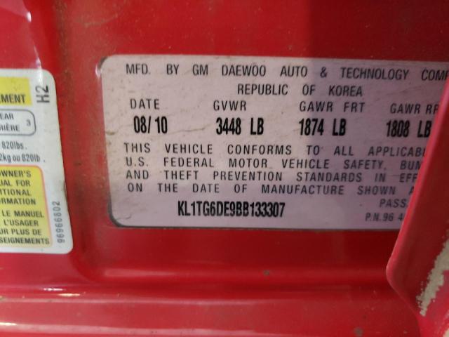 Photo 10 from auction – 2011 CHEVROLET AVEO LT with VIN KL1TG6DE9BB133307