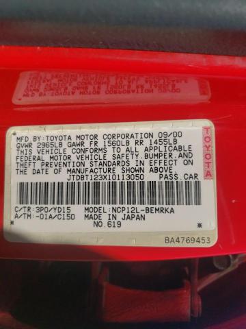 Photo 10 from auction – 2001 TOYOTA ECHO with VIN JTDBT123X10113050