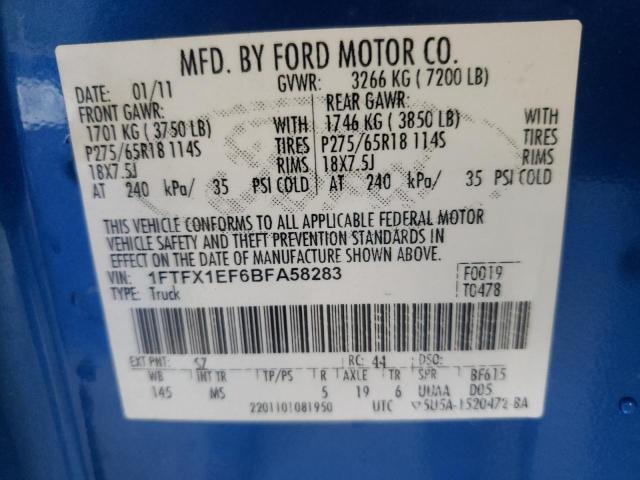 Photo 10 from auction – 2011 FORD F150 SUPER with VIN 1FTFX1EF6BFA58283