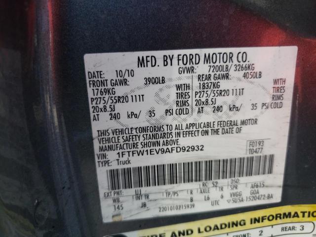 Photo 10 from auction – 2010 FORD F150 SUPER with VIN 1FTFW1EV9AFD92932