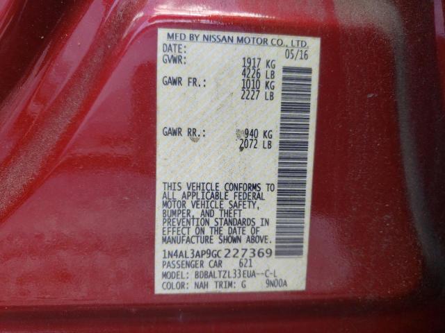 Photo 10 from auction – 2016 NISSAN ALTIMA 2.5 with VIN 1N4AL3AP9GC227369