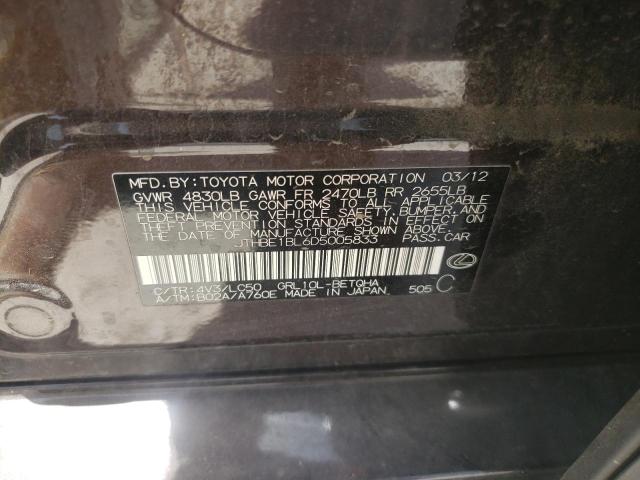 Photo 10 from auction – 2013 LEXUS GS 350 with VIN JTHBE1BL6D5005833