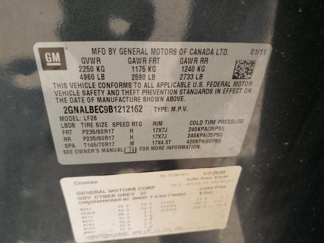 Photo 10 from auction – 2011 CHEVROLET EQUINOX LS with VIN 2GNALBEC9B1212162