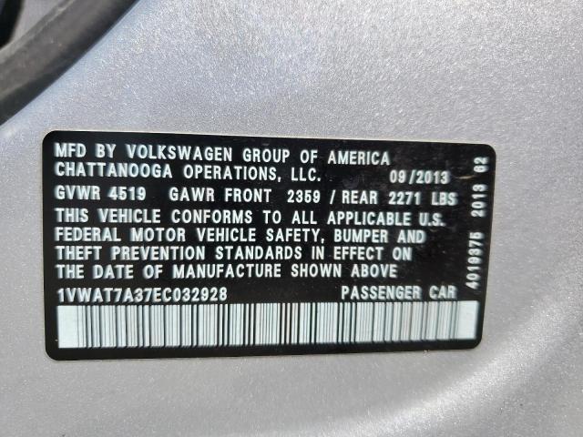 Photo 10 from auction – 2014 VOLKSWAGEN PASSAT S with VIN 1VWAT7A37EC032928