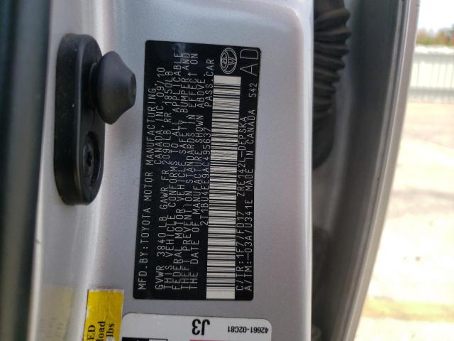Photo 10 from auction – 2010 TOYOTA COROLLA BA with VIN 2T1BU4EE9AC495637