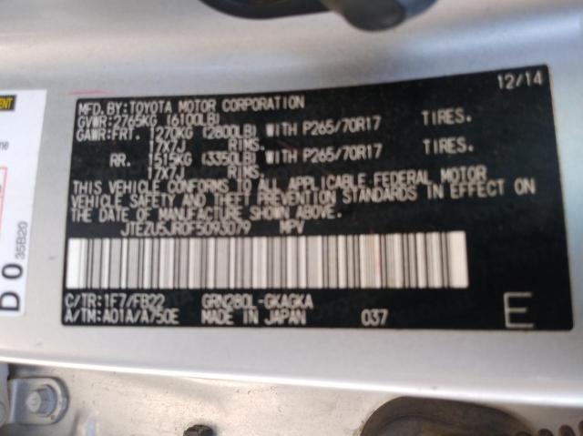Photo 10 from auction – 2015 TOYOTA 4RUNNER SR with VIN JTEZU5JR0F5093079