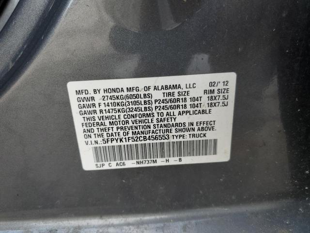Photo 10 from auction – 2012 HONDA RIDGELINE with VIN 5FPYK1F52CB456553