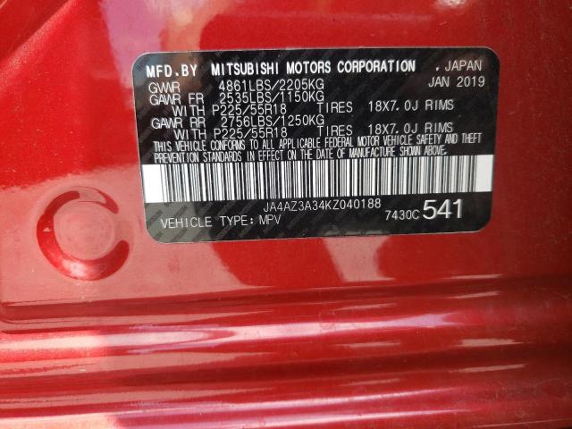 Photo 10 from auction – 2019 MITSUBISHI OUTLANDER with VIN JA4AZ3A34KZ040188