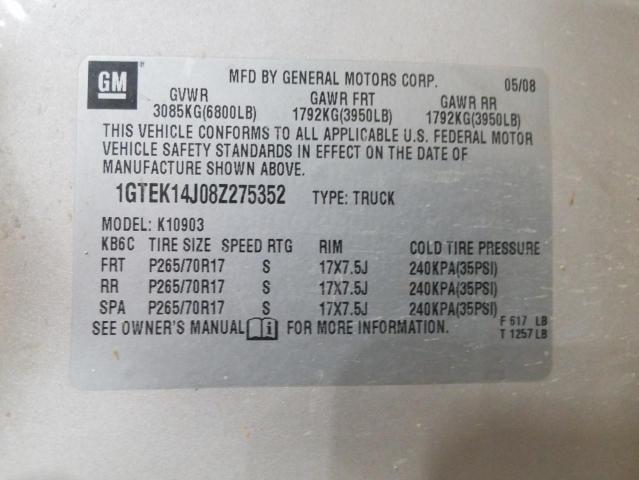 Photo 10 from auction – 2008 GMC SIERRA K15 with VIN 1GTEK14J08Z275352