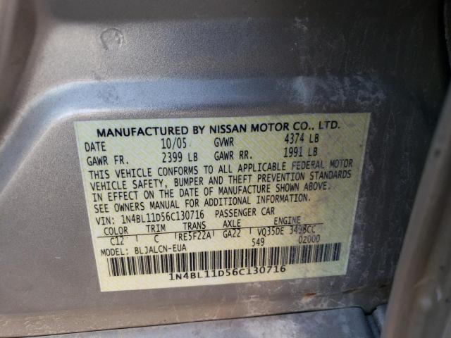 Photo 10 from auction – 2006 NISSAN ALTIMA SE with VIN 1N4BL11D56C130716