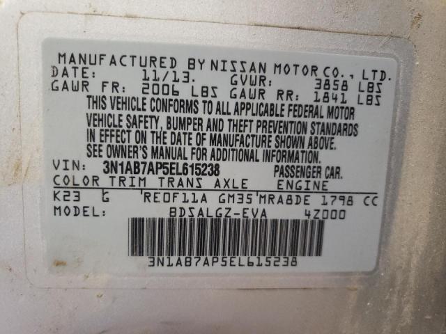 Photo 10 from auction – 2014 NISSAN SENTRA S with VIN 3N1AB7AP5EL615238