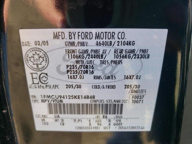 Photo 10 from auction – 2005 FORD ESCAPE LIM with VIN 1FMCU94125KE14848