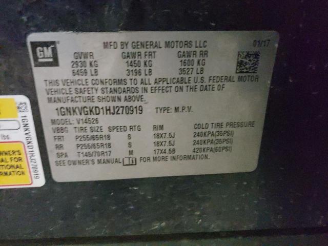 Photo 10 from auction – 2017 CHEVROLET TRAVERSE L with VIN 1GNKVGKD1HJ270919