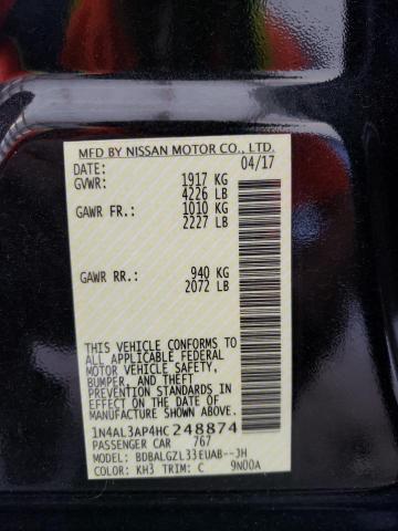 Photo 10 from auction – 2017 NISSAN ALTIMA 2.5 with VIN 1N4AL3AP4HC248874