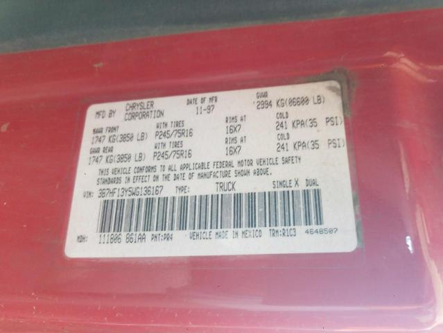 Photo 10 from auction – 1998 DODGE RAM 1500 with VIN 3B7HF13Y5WG136167