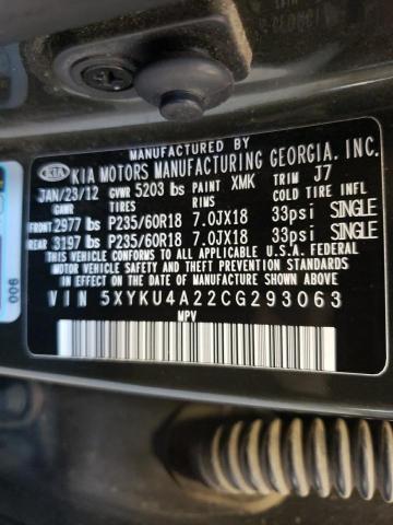 Photo 10 from auction – 2012 KIA SORENTO EX with VIN 5XYKU4A22CG293063