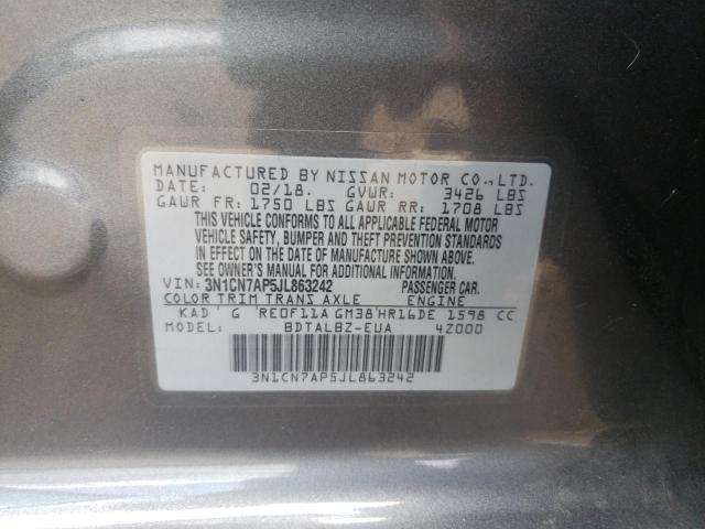 Photo 10 from auction – 2018 NISSAN VERSA with VIN 3N1CN7AP5JL863242