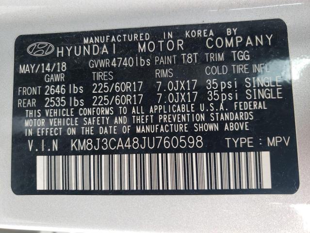 Photo 10 from auction – 2018 HYUNDAI TUCSON SEL with VIN KM8J3CA48JU760598