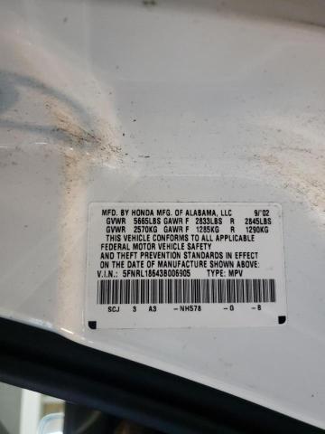 Photo 10 from auction – 2003 HONDA ODYSSEY EX with VIN 5FNRL18643B006905