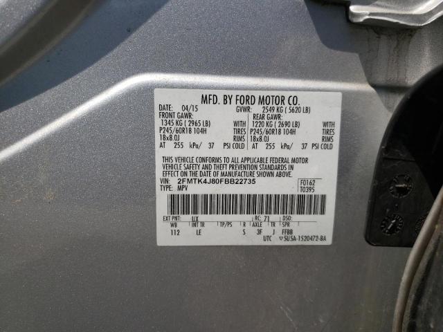 Photo 10 from auction – 2015 FORD EDGE SEL with VIN 2FMTK4J80FBB22735