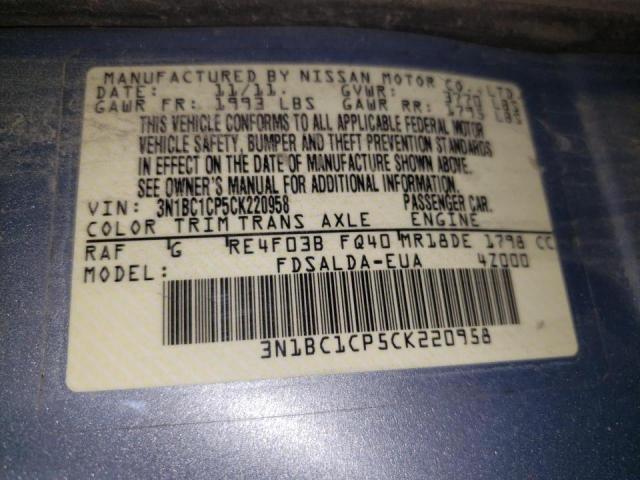 Photo 10 from auction – 2012 NISSAN VERSA S with VIN 3N1BC1CP5CK220958