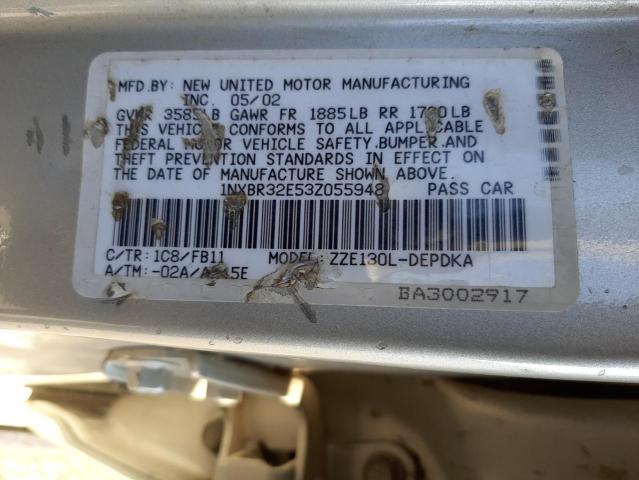 Photo 10 from auction – 2003 TOYOTA COROLLA with VIN 1NXBR32E53Z055948