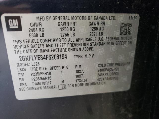 Photo 10 from auction – 2015 GMC TERRAIN SL with VIN 2GKFLYE34F6208194