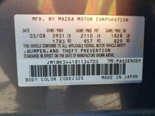 Photo 10 from auction – 2008 MAZDA 3 HATCHBAC with VIN JM1BK344181134703