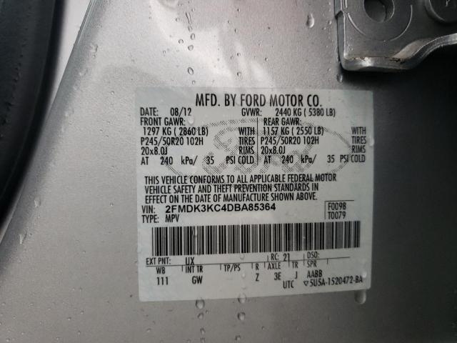 Photo 10 from auction – 2013 FORD EDGE LIMIT with VIN 2FMDK3KC4DBA85364