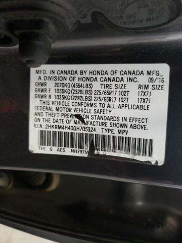 Photo 10 from auction – 2016 HONDA CR-V SE with VIN 2HKRM4H40GH705324