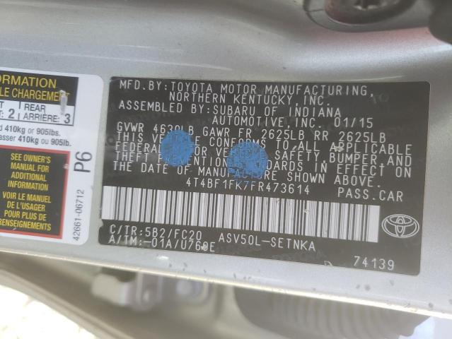 Photo 10 from auction – 2015 TOYOTA CAMRY LE with VIN 4T4BF1FK7FR473614