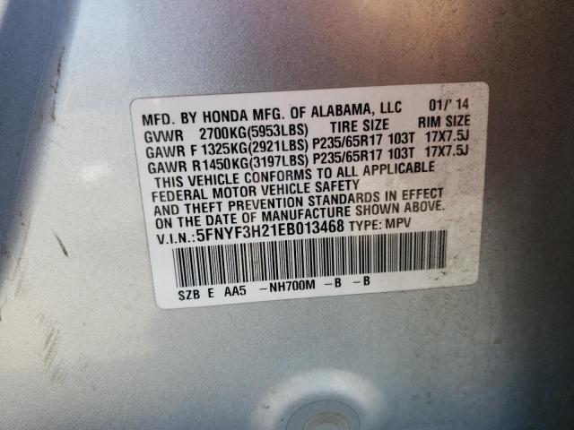Photo 10 from auction – 2014 HONDA PILOT LX with VIN 5FNYF3H21EB013468